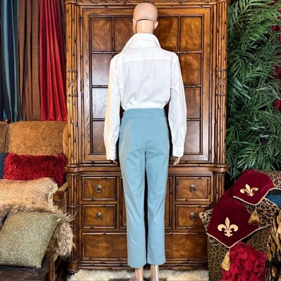 Marla Wynne Slate Blue Stretch Twill Flatterfit Ankle Pant - Picture 4 of 8